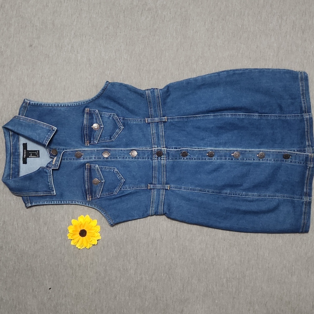Forever 21 Collared Button Down Bodycon Mini Deni… - image 1